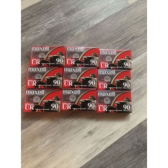 Maxwell UR 90 Minute Blank Audio Cassette Tapes Normal Bias Lot Of 9 Sealed - Picture 1 of 12